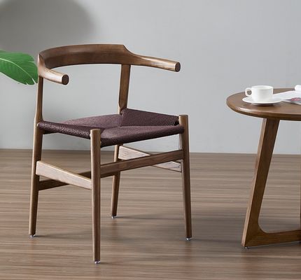 Modern Wooden Dining Chair with Wishbone Design and Antique Rope Seat