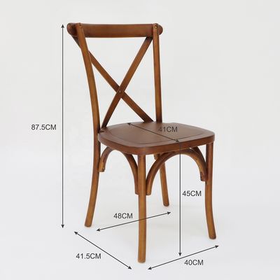 Commercial Furniture Stackable Vintage Cross X back Wood Dining Chairs for Weddings Events and Restaurants