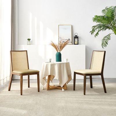 Restaurant Furniture Rattan Chair with Ash Wood Frame and Upholstered Seat