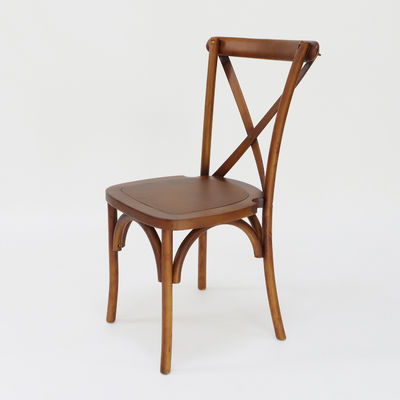 Apartment Modern Cross Back Stackable Wooden Seat Solid Wood Banquet Wedding Wooden Chair for Apartment Furniture