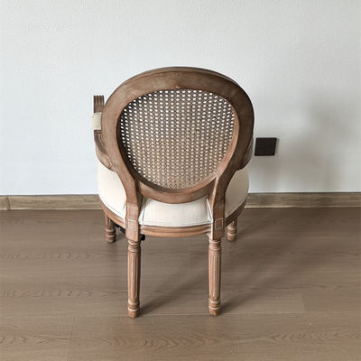 Modern Design Style Nitrolacquer Finish French Vintage Style Customized Wood Dining Fabric Louis Armrest Chair for Event