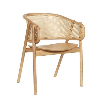 Design Wood Rattan Dining Chair Cane Rattan Arm Chair with 100KG Weight Limit and Mail Packing