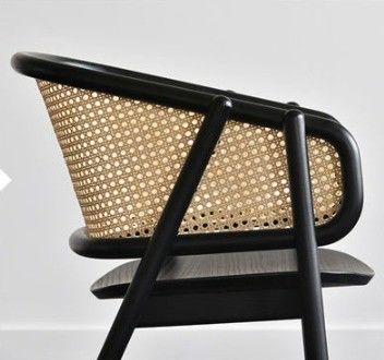 Design Wood Rattan Dining Chair Cane Rattan Arm Chair with 100KG Weight Limit and Mail Packing