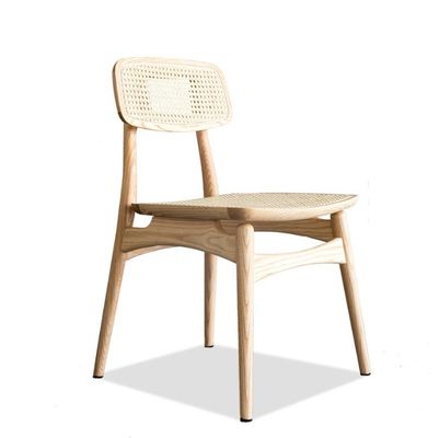 Modern Design Solid Wood Armless Rattan Dining Chair for Indoor Home Furniture