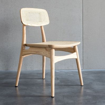 Modern Design Solid Wood Armless Rattan Dining Chair for Indoor Home Furniture