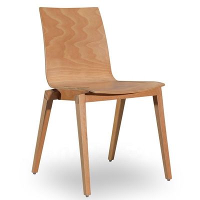 Solid Wood Seat Stackable Chair for Coffee Shop and Restaurant Curved Back Design