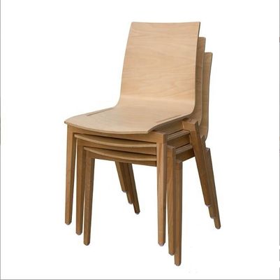 Solid Wood Seat Stackable Chair for Coffee Shop and Restaurant Curved Back Design