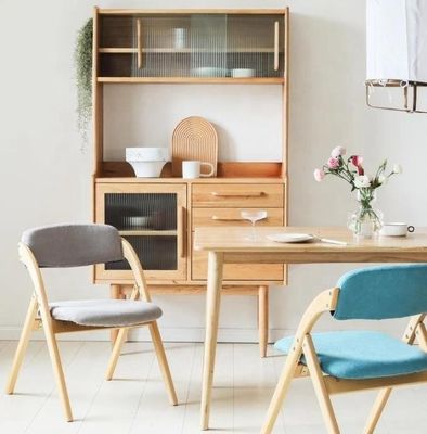 Foldable Dining Chair with Solid Wood Legs and Modern Design featuring Fabric or PU Leather Material