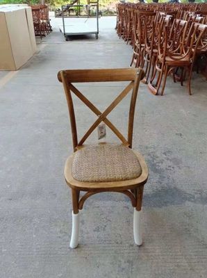 Nordic Style Stackable Wood Cross Back Rattan Dining Chair with Custom W42CM*D44CM*H87CM Size