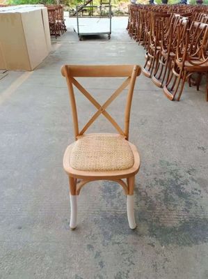 Nordic Style Stackable Wood Cross Back Rattan Dining Chair with Custom W42CM*D44CM*H87CM Size