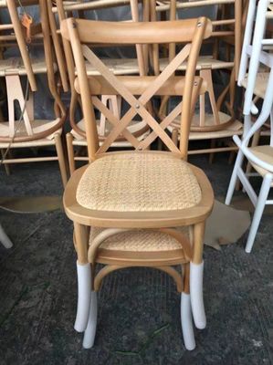 Nordic Style Stackable Wood Cross Back Rattan Dining Chair with Custom W42CM*D44CM*H87CM Size