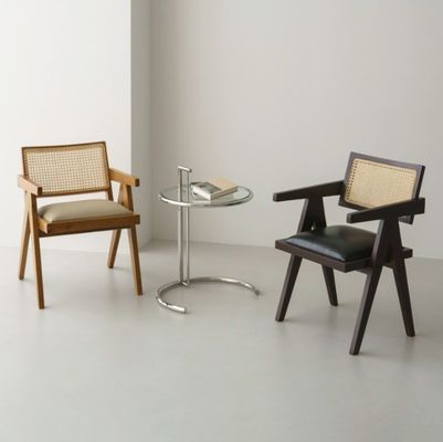 Wooden Rattan Dining Armrest Chair with Solid Wood Construction General Home Furniture