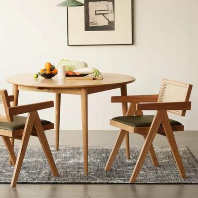 Wooden Rattan Dining Armrest Chair with Solid Wood Construction General Home Furniture