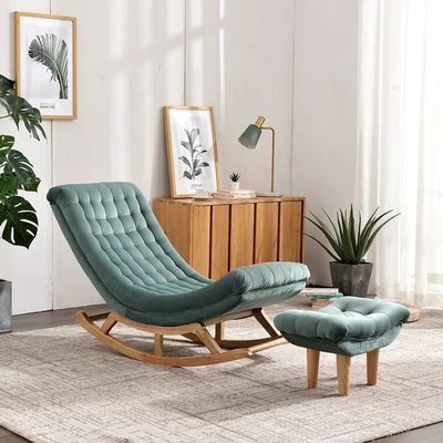OEM Service Accepted Solid Wood Single Tufted Fabric Leisure Rocking Sofa Chair NO Folded
