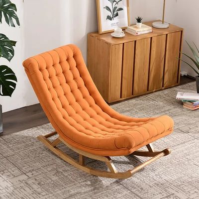OEM Service Accepted Solid Wood Single Tufted Fabric Leisure Rocking Sofa Chair NO Folded
