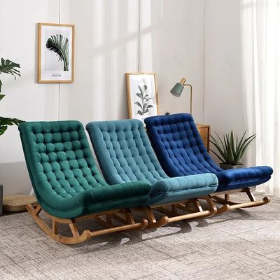 OEM Service Accepted Solid Wood Single Tufted Fabric Leisure Rocking Sofa Chair NO Folded