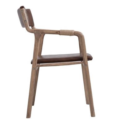 Dining Room Furniture Solid Wood Vintage Style Rope Decorated Dining Armchair