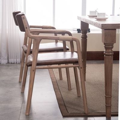 Dining Room Furniture Solid Wood Vintage Style Rope Decorated Dining Armchair