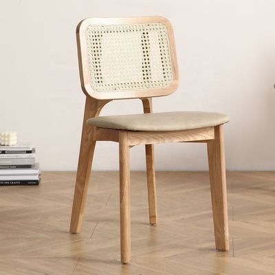 Create a Luxurious Dining Experience with Nordic Light Luxury Solid Wood Rattan Back Leather Chair
