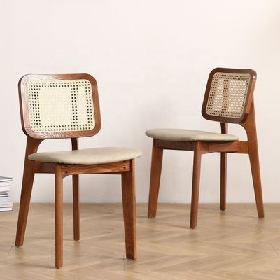 Create a Luxurious Dining Experience with Nordic Light Luxury Solid Wood Rattan Back Leather Chair