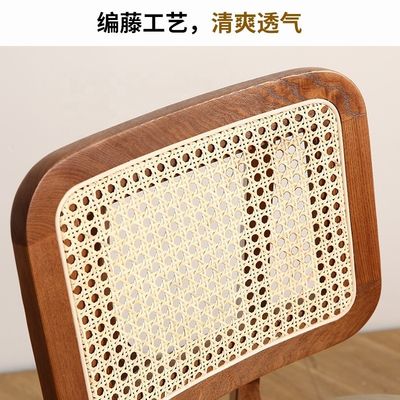 Create a Luxurious Dining Experience with Nordic Light Luxury Solid Wood Rattan Back Leather Chair