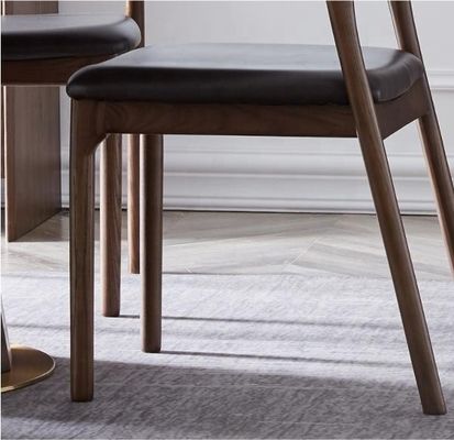 Modern Bent Backrest Solid Wood Stackable Leather Upholstered Dining Chair with Curved Backrest Design