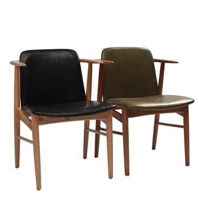 Hotel Furniture Modern Customized Upholstered Wooden PU Leather Dining Chair with Leisure Lounge Cushion