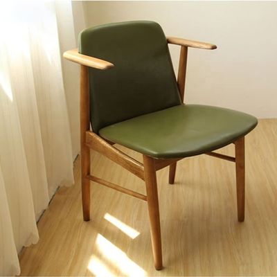 Hotel Furniture Modern Customized Upholstered Wooden PU Leather Dining Chair with Leisure Lounge Cushion