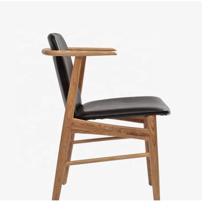 Hotel Furniture Modern Customized Upholstered Wooden PU Leather Dining Chair with Leisure Lounge Cushion