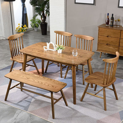 Solid Wood Dining Table Set for Family Classic Design Wooden Material Weddings