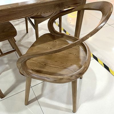 OEM Service Accepted Modern Dining Room Chair with Round Shape Arm Wing and Nordic Solid Ash Wood Artistic Design