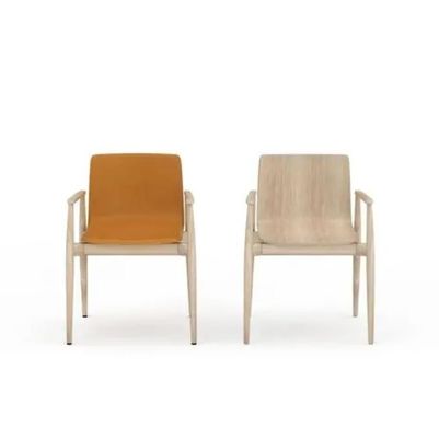 Nordic Light Luxury Solid Wood Armchair Leather Upholstered Dining Chair for Hotel Cafe and Living Room Mail Packing
