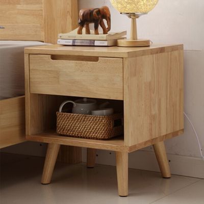 Solid Wood Nightstand Fashionable Storage Cabinet for Bedroom and Living Room Decor