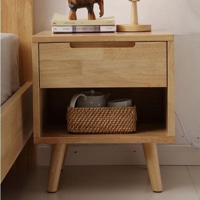 Solid Wood Nightstand Fashionable Storage Cabinet for Bedroom and Living Room Decor