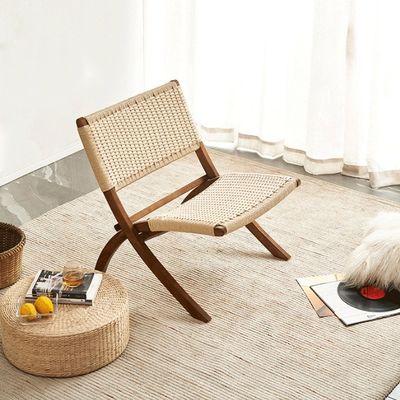 Living Room Woven Rattan Chair Solid Wood Folding Rattan Dining with Latest Design Outdoor Furniture
