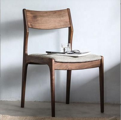 Stackable Upholstered Dining Chair Nordic Solid Walnut Wood for Modern Coffee Shop and Restaurant Furniture