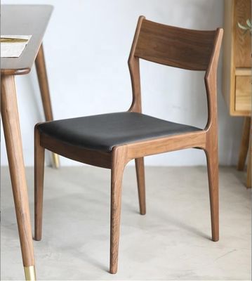 Stackable Upholstered Dining Chair Nordic Solid Walnut Wood for Modern Coffee Shop and Restaurant Furniture