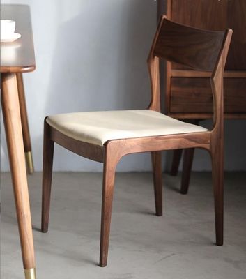 Stackable Upholstered Dining Chair Nordic Solid Walnut Wood for Modern Coffee Shop and Restaurant Furniture