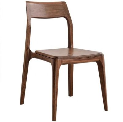 Stackable Upholstered Dining Chair Nordic Solid Walnut Wood for Modern Coffee Shop and Restaurant Furniture