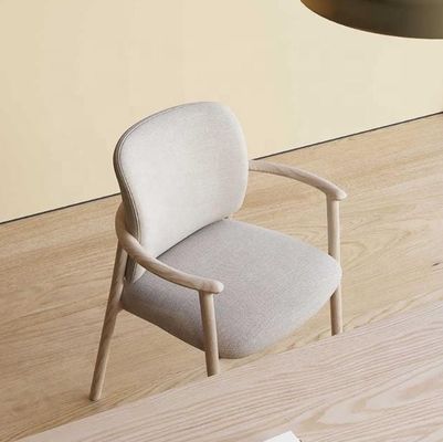 Home Furniture Luxury High End Nordic Solid Ash Wood Bent Backrest High Density Sponge Upholstered Arm Chair