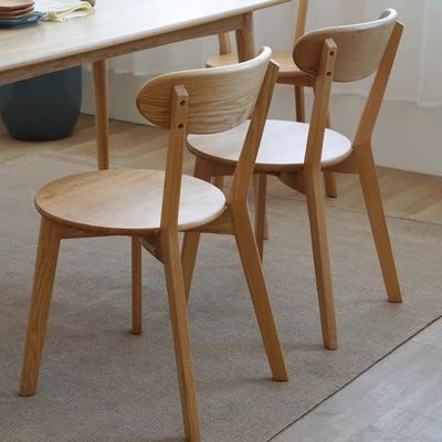 Solid Wood Dining Chair W44*D49*H80CM Oak Wood for Nordic Simple Design in Small Family Restaurant