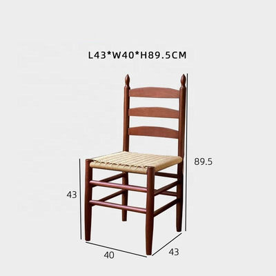 NO Folded Bent Backrest Dining Chair with Handmade Solid Wood and Rope Woven Cushion OEM Service Accepted
