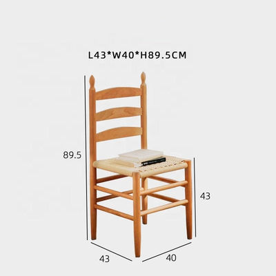NO Folded Bent Backrest Dining Chair with Handmade Solid Wood and Rope Woven Cushion OEM Service Accepted