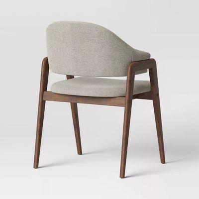 Rubber Wood Frame Lacquered Finish Fabric Armrest Dining Chairs for Hotel Restaurant Furniture Sale