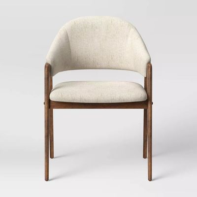 Rubber Wood Frame Lacquered Finish Fabric Armrest Dining Chairs for Hotel Restaurant Furniture Sale