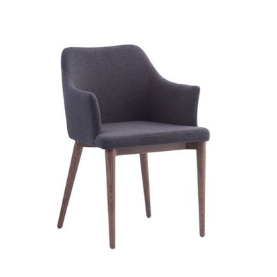 Hotel Restaurant Dining Chair with Solid Ash Wood Frame and Upholstered Metal Fabric Foam Seat