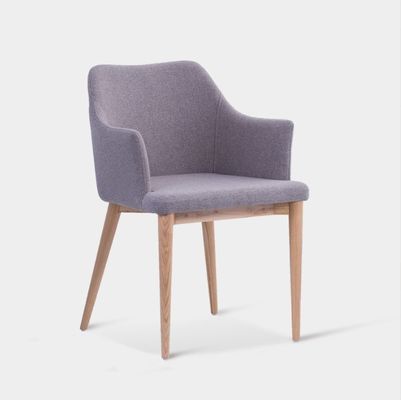 Hotel Restaurant Dining Chair with Solid Ash Wood Frame and Upholstered Metal Fabric Foam Seat