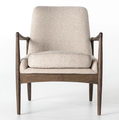 Single Living Room Furniture Wooden Upholstered Sofa Chair with Fabric and Foam Cushion on Wooden Frame