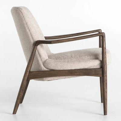 Single Living Room Furniture Wooden Upholstered Sofa Chair with Fabric and Foam Cushion on Wooden Frame