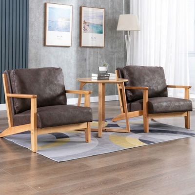 Nordic Morden Solid Wood Vintage Single Sofa Wooden Leisure Arm Chair Upholstered Sofa Recliner Chair